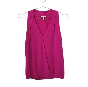 JOIE Fuchsia Silk Sleeveless Surplice Top Size M